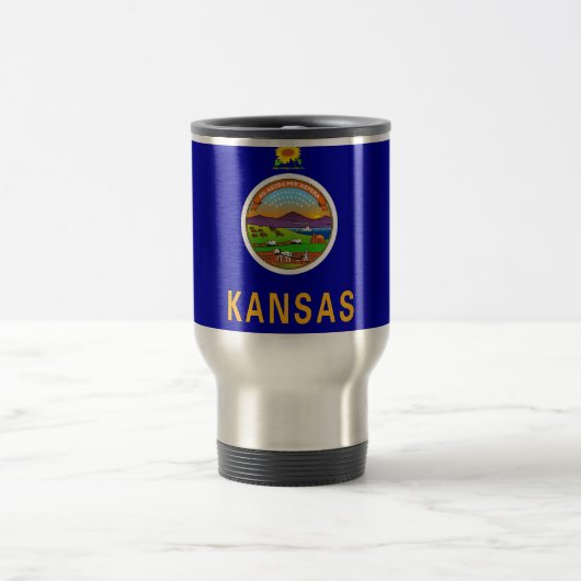 Travel Mug with Flag of Kansas State - USA Reisbeker (Center)