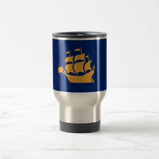 Travel Mug with Flag of Quebec City, Canada Reisbeker (Center)
