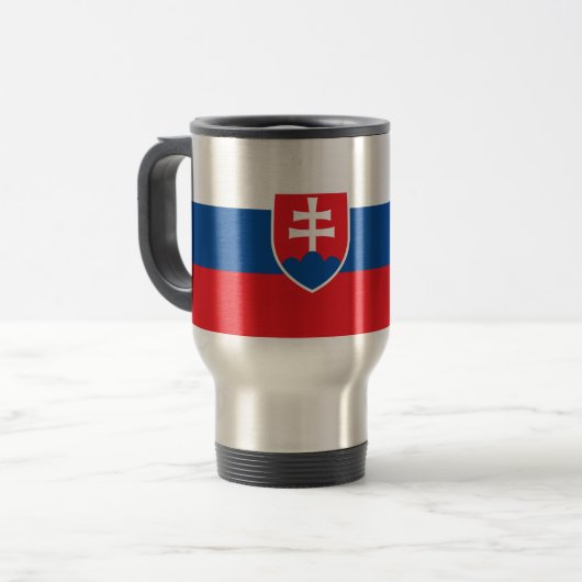 Travel Mug with Flag of Slovakia Reisbeker (Voorkant links)