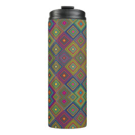 Travel mug with vibrant geometric pattern thermosbeker