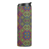 Travel mug with vibrant geometric pattern thermosbeker (Gedraaid links)