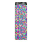 Travel mug with vibrant, kaleidoscopic pattern. thermosbeker (Achterkant)