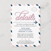 Travel Navy Pink Wedding Suite Details Informatiekaartje (Voorkant)