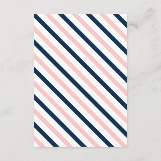 Travel Navy Pink Wedding Suite Details Informatiekaartje (Achterkant)