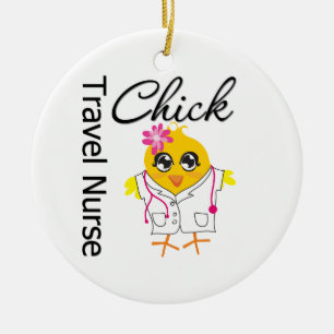 Travel Nurse Chick v2 Keramisch Ornament