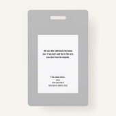 Travel Nurse ID Photo Badge (Achterkant)