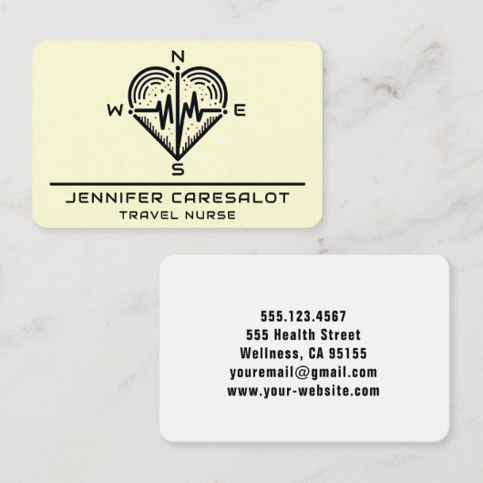 Travel Nurse RN, LVN, LPN, Caretaker Visitekaartje (Voorkant / Achterkant)