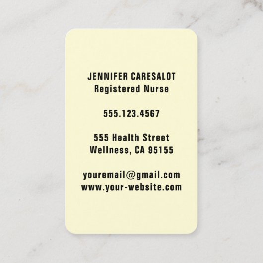 Travel Nurse RN, LVN, LPN, Caretaker Visitekaartje (Achterkant)
