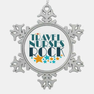 Travel Nurses Rock Tin Sneeuwvlok Ornament