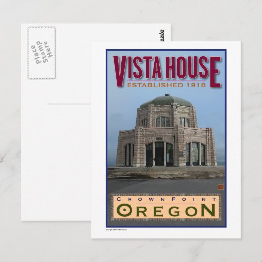 TRAVEL-Oregon-Vista House- Briefkaart (Voorkant / Achterkant)