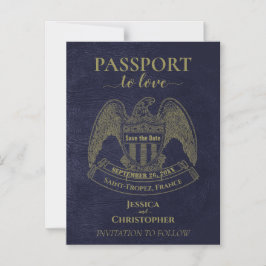 Travel Passport Destination Wedding Save the Date Magnetische Uitnodiging