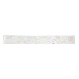 Travel Passport Stamp Pastel Patroon Satijnen Lint