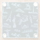 Travel Pattern in Blues Pattern Glazen Onderzetter (Achterkant)