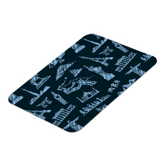 Travel Pattern in Blues Pattern Magneet (Linkerzijde)