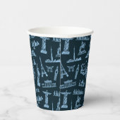 Travel Pattern in Blues Pattern Papieren Bekers (Rechts)