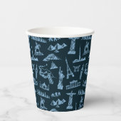 Travel Pattern in Blues Pattern Papieren Bekers (Voorkant)