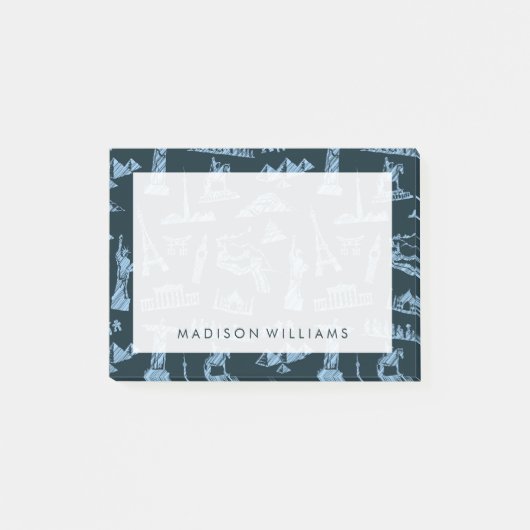 Travel Pattern in Blues Pattern Post-it® Notes (Voorkant)