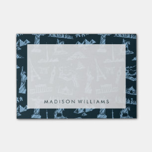 Travel Pattern in Blues Pattern Post-it® Notes
