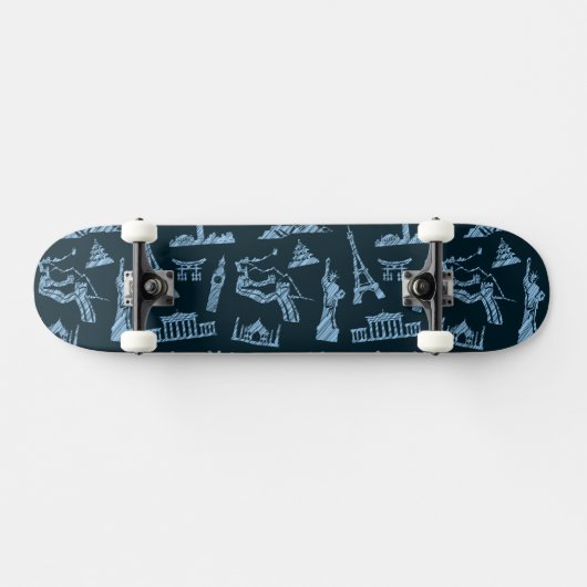 Travel Pattern in Blues Pattern Skateboard (Horizontaal)