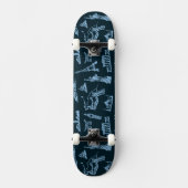 Travel Pattern in Blues Pattern Skateboard (Voorkant)