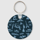 Travel Pattern in Blues Pattern Sleutelhanger (Voorkant)