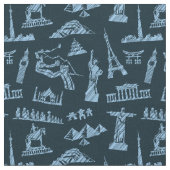 Travel Pattern in Blues Pattern Stof (Close Up)