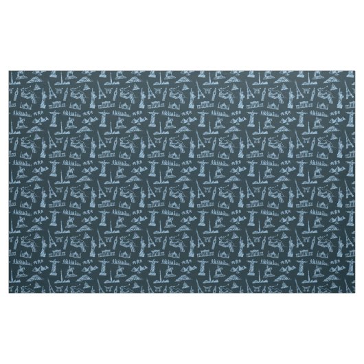 Travel Pattern in Blues Pattern Stof (Fat Quarter)
