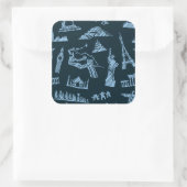 Travel Pattern in Blues Pattern Vierkante Sticker (Tas)