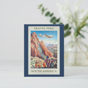 Travel Peru, vintage poster Briefkaart