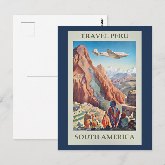 Travel Peru, vintage poster Briefkaart (Voorkant / Achterkant)