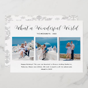 Travel Photo Wonderful World Silver Folie Feestdagenkaart