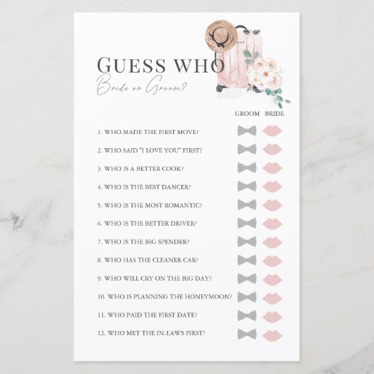 Travel Pink Suitcase Vrijgezellenfeest Guess Who (Voorkant)