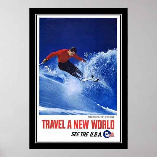 Travel Poster Aspen Colorado Skiing (Voorkant)