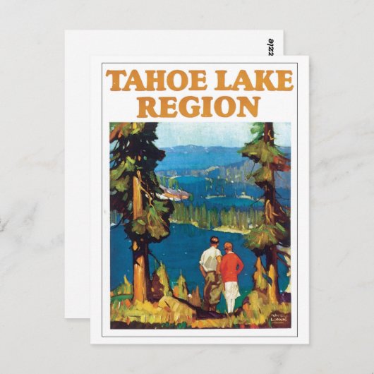 Travel Poster bij het meer van Tahoe Briefkaart (Voorkant / Achterkant)