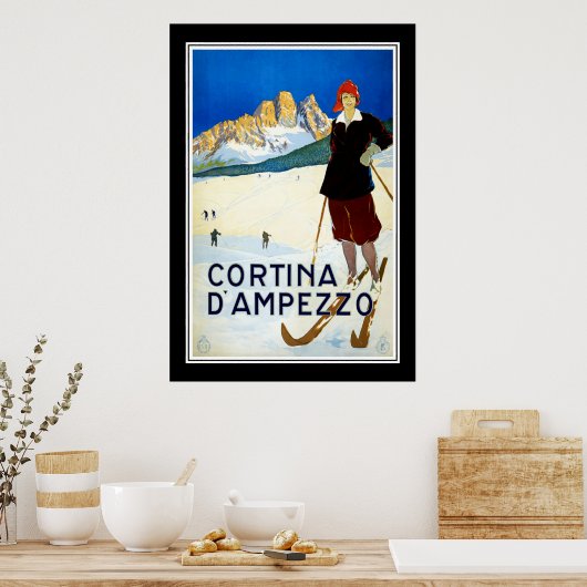 Travel Poster Cortina D' Ampezzo Skiing (Keuken)