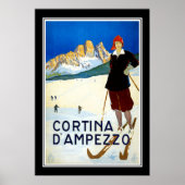 Travel Poster Cortina D' Ampezzo Skiing (Voorkant)