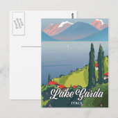 Travel poster Lake Garda Italië Briefkaart (Voorkant / Achterkant)