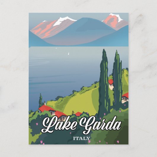 Travel poster Lake Garda Italië Briefkaart (Voorkant)