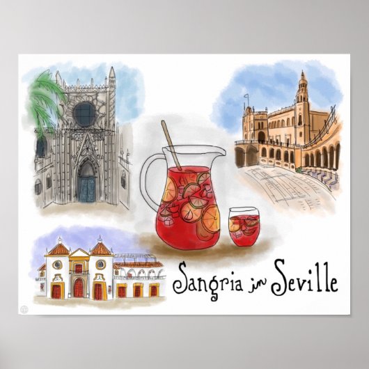 Travel Poster: Sangria in Seville Spain Poster (Voorkant)