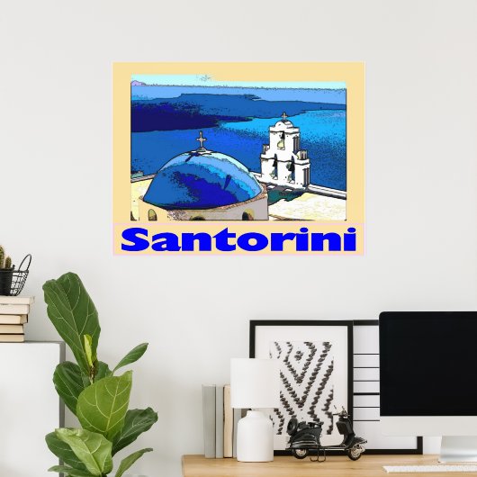 Travel Poster Santorini Greese (Thuiskantoor)