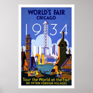 Travel poster van de  Chicago World uit 1934