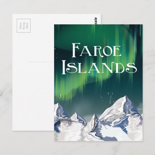 Travel poster van de Faeröer Briefkaart (Voorkant / Achterkant)
