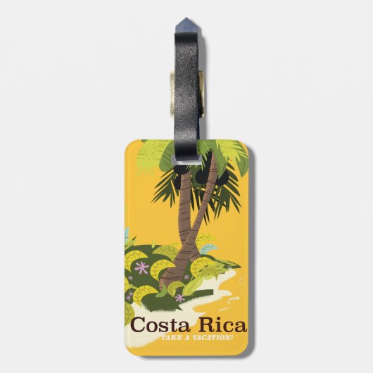 Travel poster voor Costa Rica retro Bagagelabel (Achterkant verticaal)