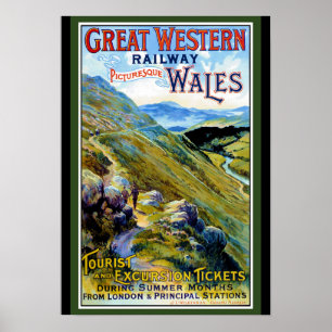 Travel poster voor Westerne spoorweg Wales