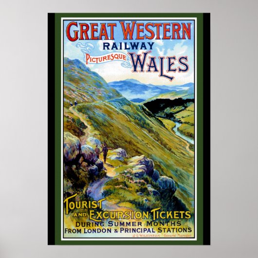 Travel poster voor Westerne spoorweg Wales (Voorkant)