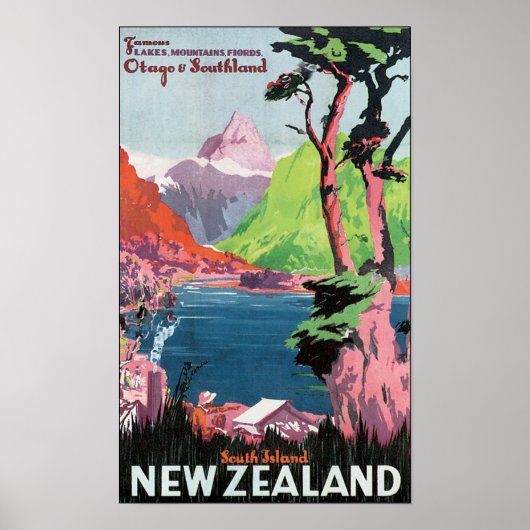 Travel poster Zuid-Nieuw-Zeeland (Voorkant)