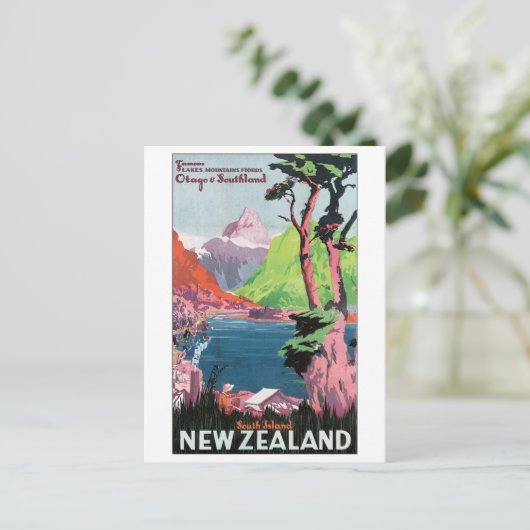 Travel poster Zuid-Nieuw-Zeeland Briefkaart (Staand voorkant)