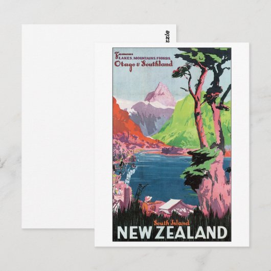Travel poster Zuid-Nieuw-Zeeland Briefkaart (Voorkant / Achterkant)