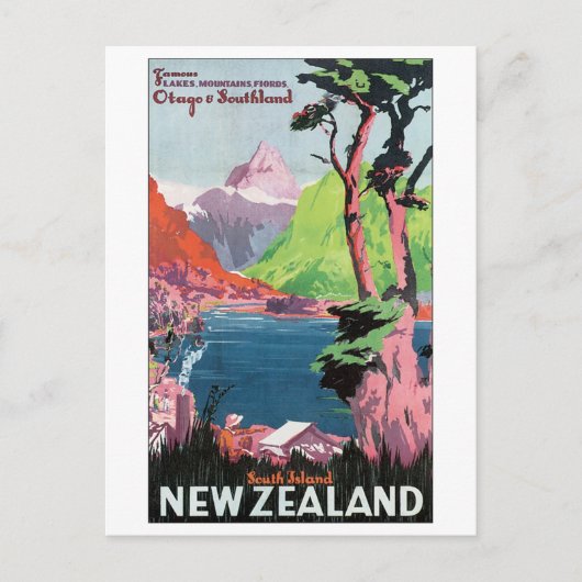 Travel poster Zuid-Nieuw-Zeeland Briefkaart (Voorkant)