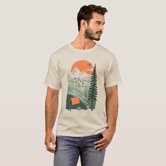 Travel Quote Camping Landscape Retro Art T-shirt (Voorkant volledig)